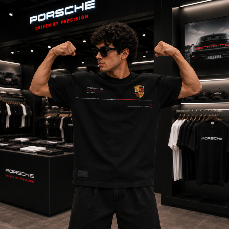 Porsche Performance Engineered Oversized Black T-Shirt